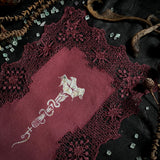 Moonflower altar cloth runner in Faerie Wine, one-of-a-kind