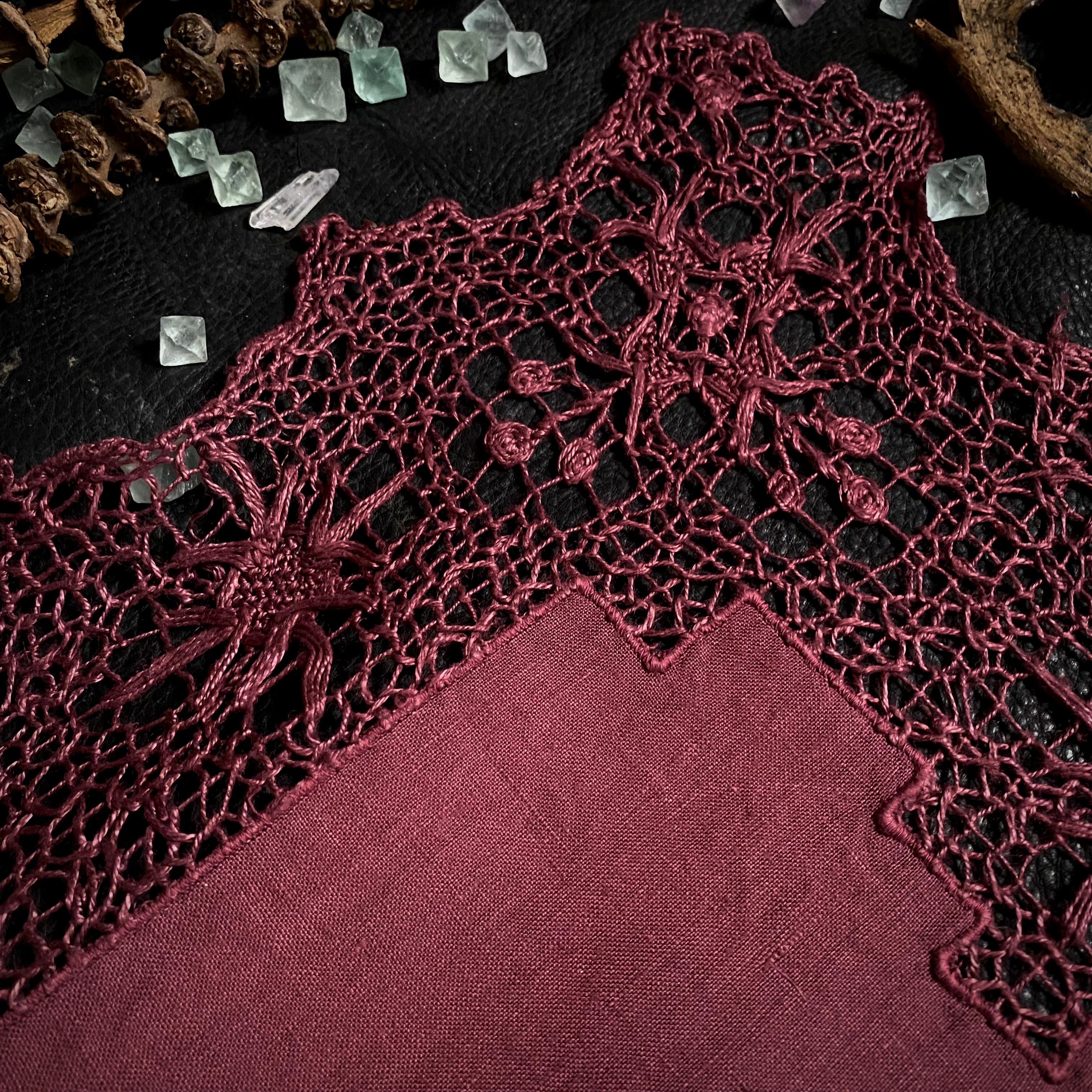 Moonflower altar cloth runner in Faerie Wine, one-of-a-kind