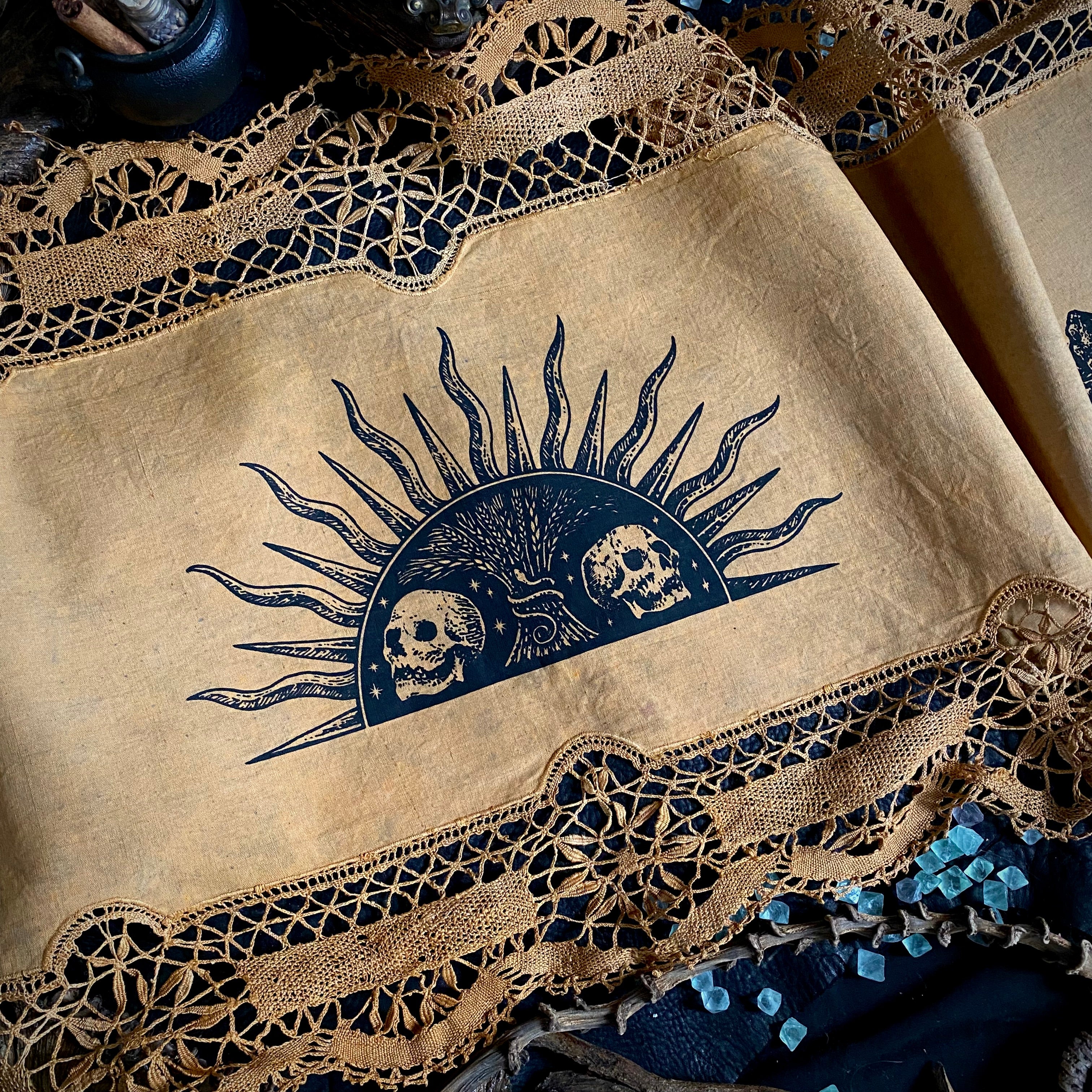 Harvest Sun altar cloth runner in Golden Hour, one-of-a-kind