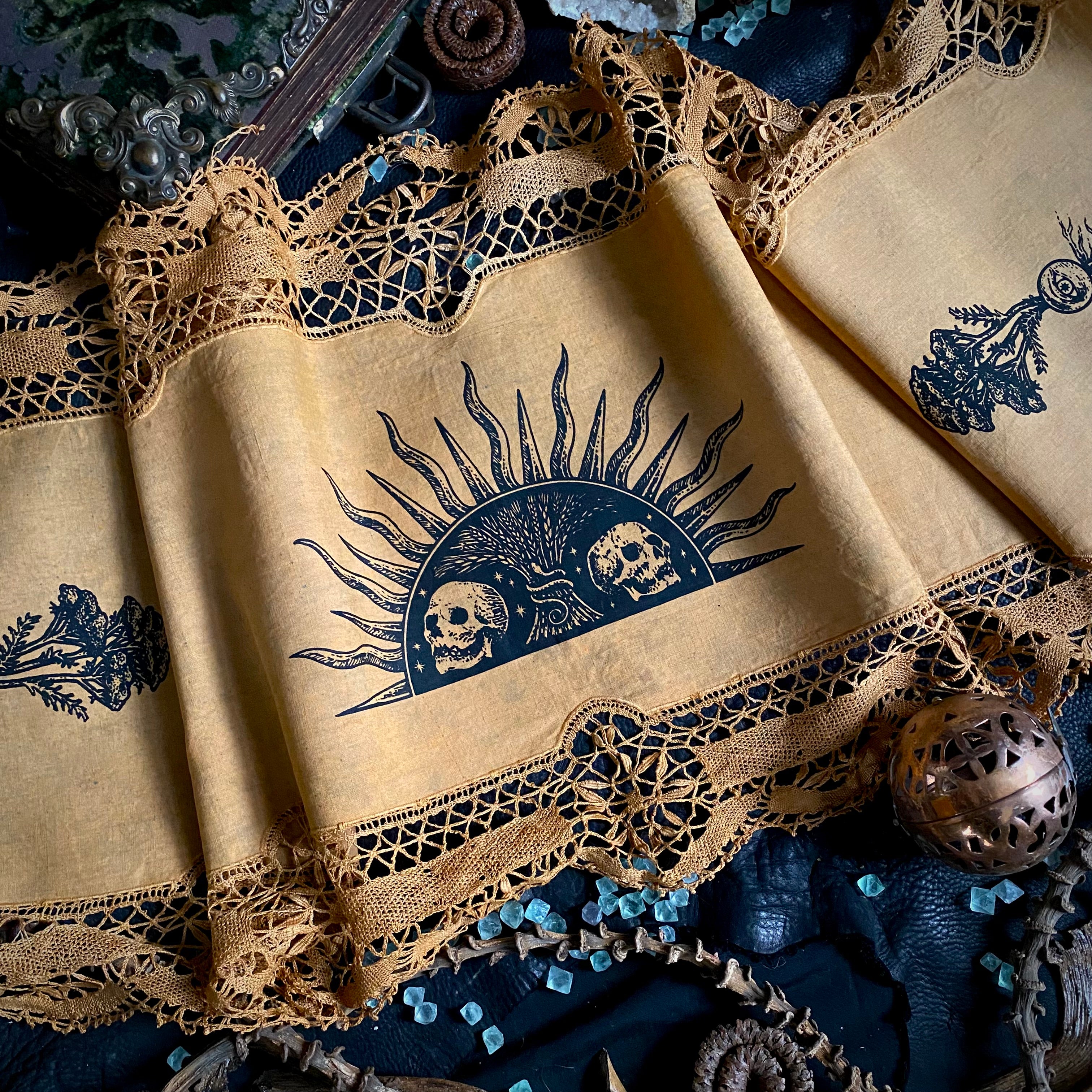 Harvest Sun altar cloth runner in Golden Hour, one-of-a-kind