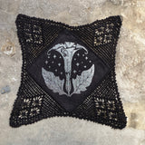 Moonflower small altar cloth in Silver Leaf on Black, limited edition