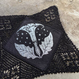 Moonflower small altar cloth in Silver Leaf on Black, limited edition