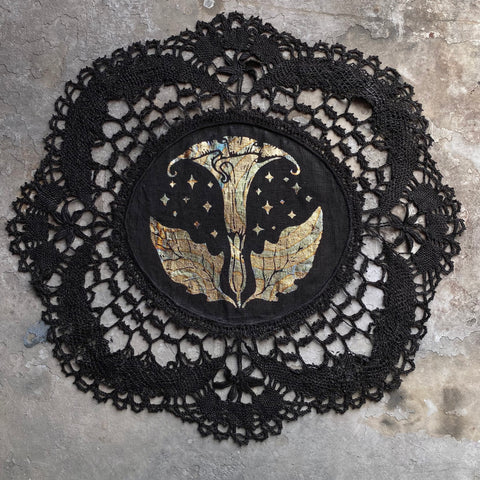 Moonflower small altar cloth in Moonlight on Black, limited edition