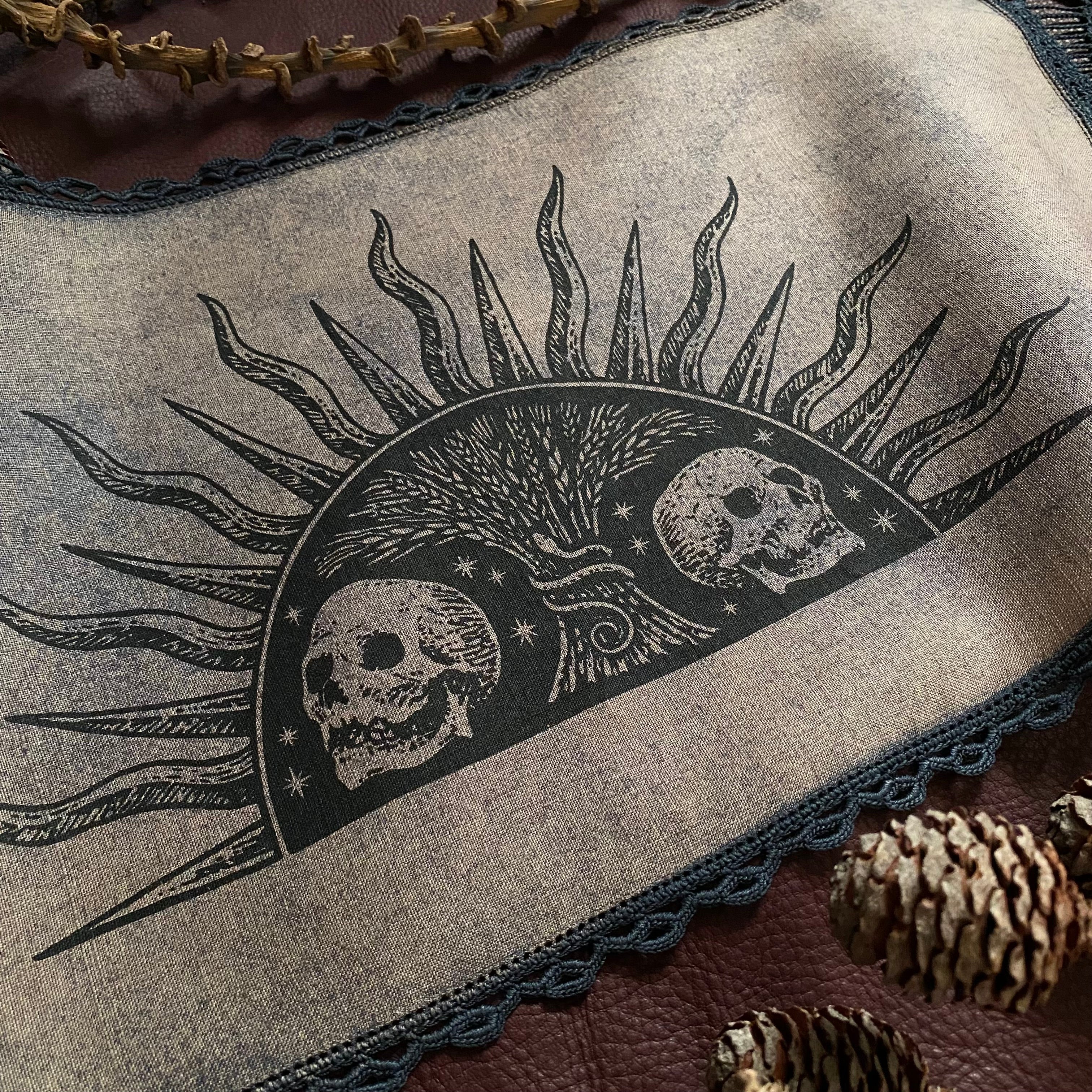 Harvest Sun altar cloth mini runner in Twilight, one-of-a-kind