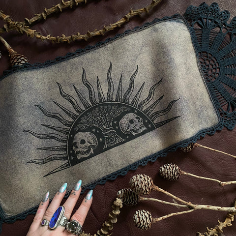 Harvest Sun altar cloth mini runner in Twilight, one-of-a-kind