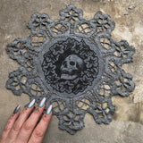 Henbane Wreath small round altar cloth in Ice Crystal, one-of-a-kind