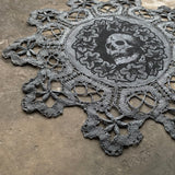 Henbane Wreath small round altar cloth in Ice Crystal, one-of-a-kind