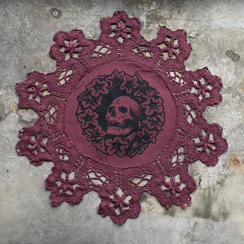 Henbane Wreath small round altar cloth in Sugarplum, one-of-a-kind