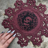 Henbane Wreath small round altar cloth in Sugarplum, one-of-a-kind