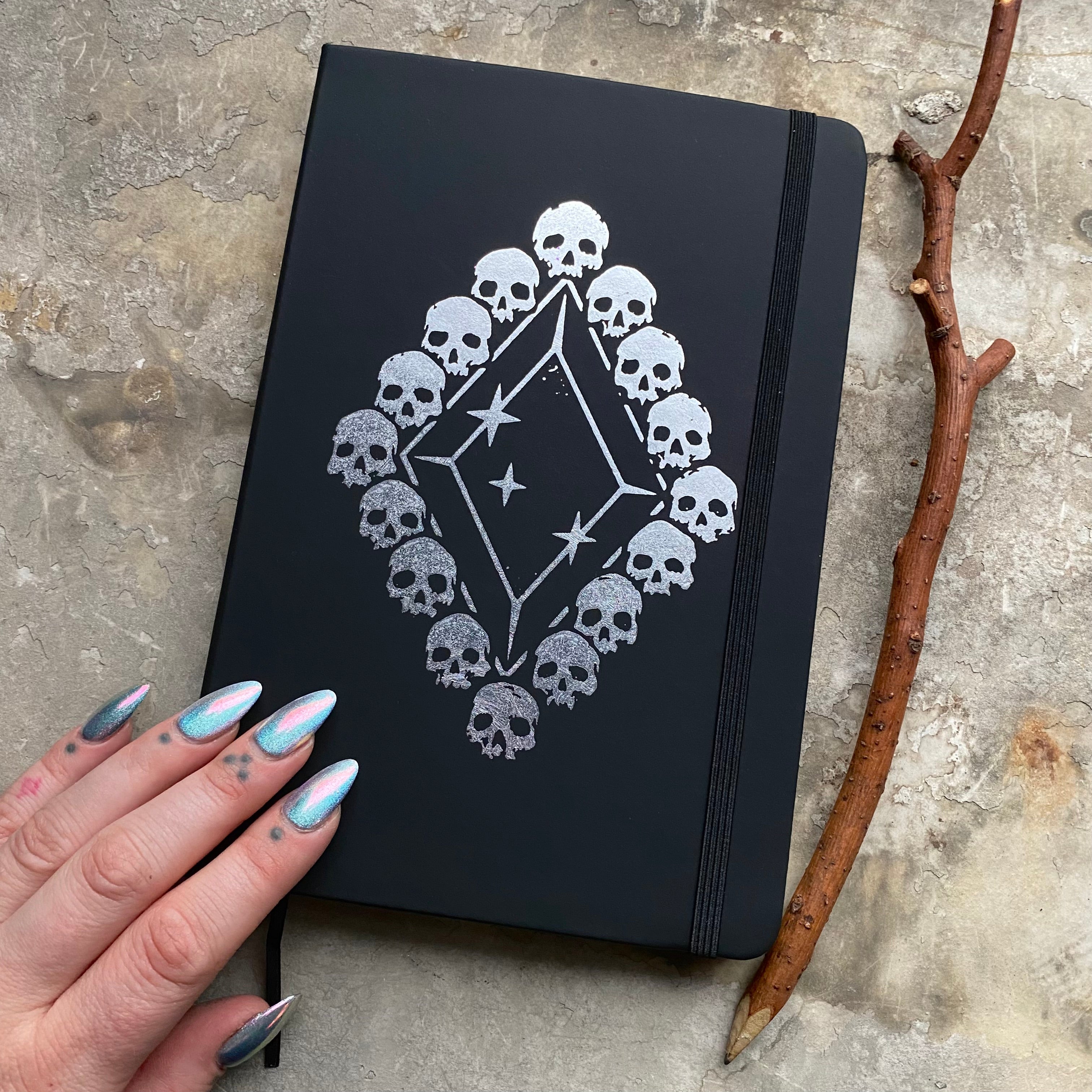 Death Diamond journal with metallic ink, various colors