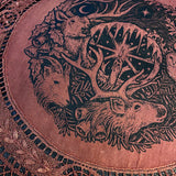 Winter's Wheel round altar cloth in Pomegranate, one-of-a-kind