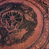 Winter's Wheel round altar cloth in Pomegranate, one-of-a-kind