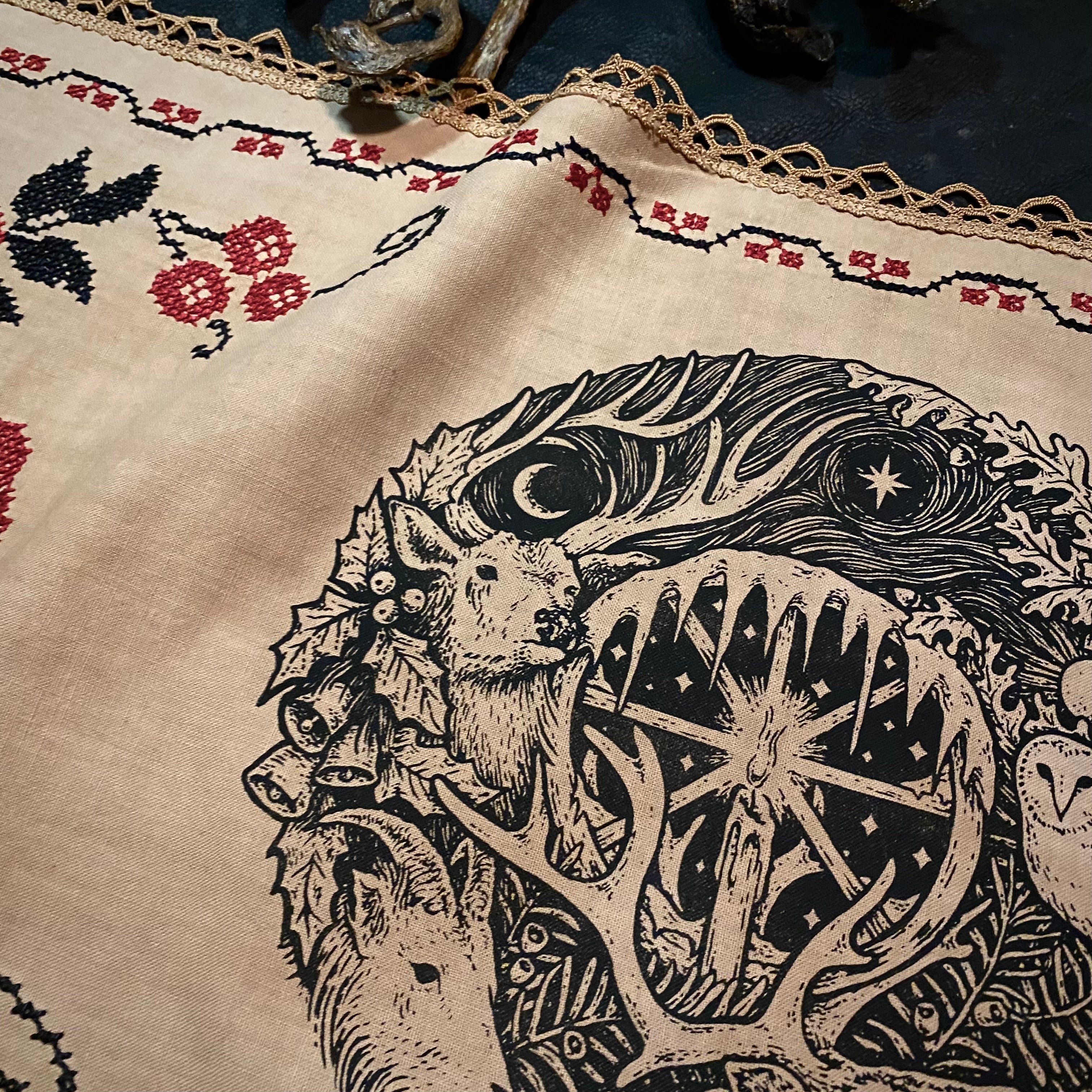 Winter's Wheel altar cloth runner in Cornstalk, limited edition