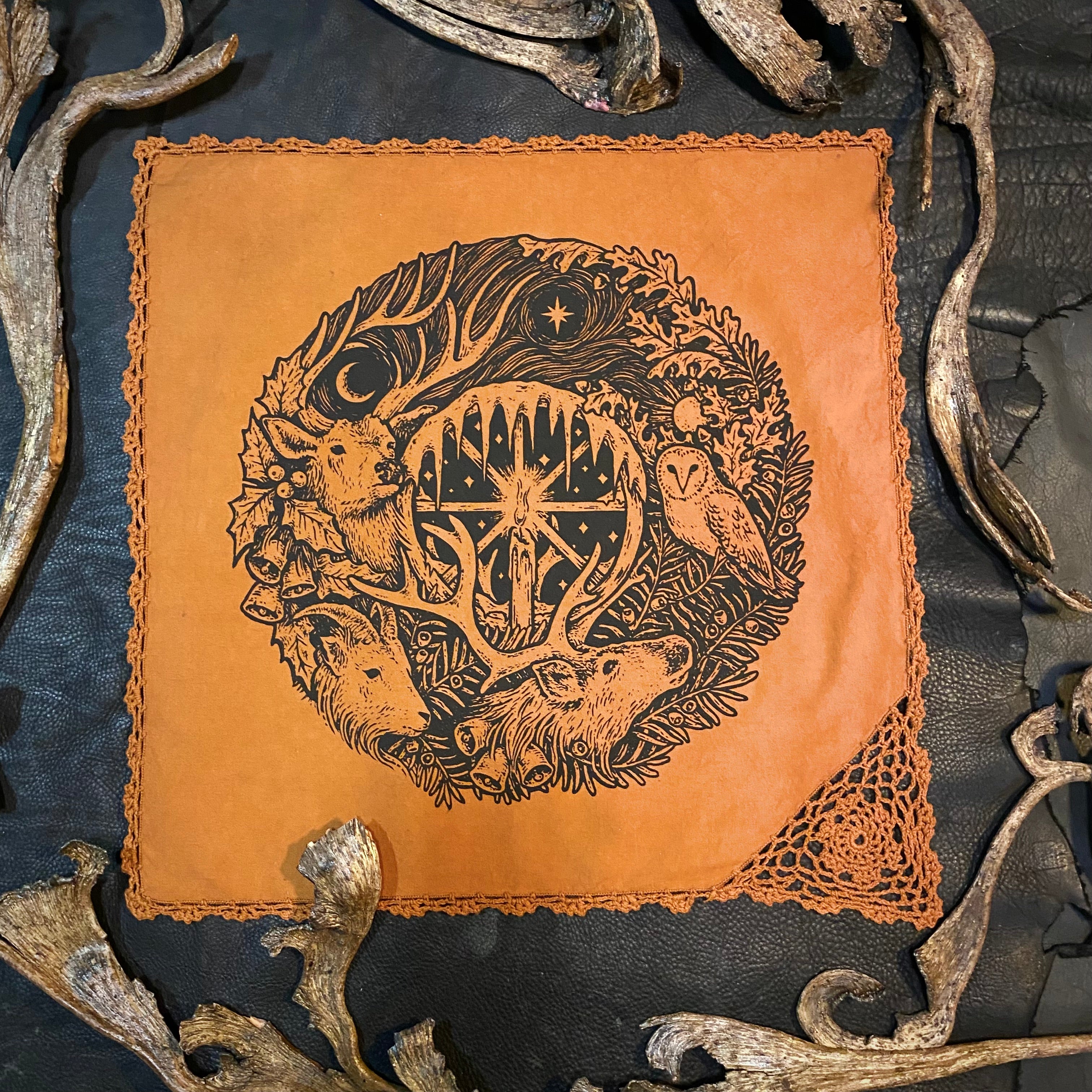 Winter's Wheel altar cloth in Pumpkin, limited edition