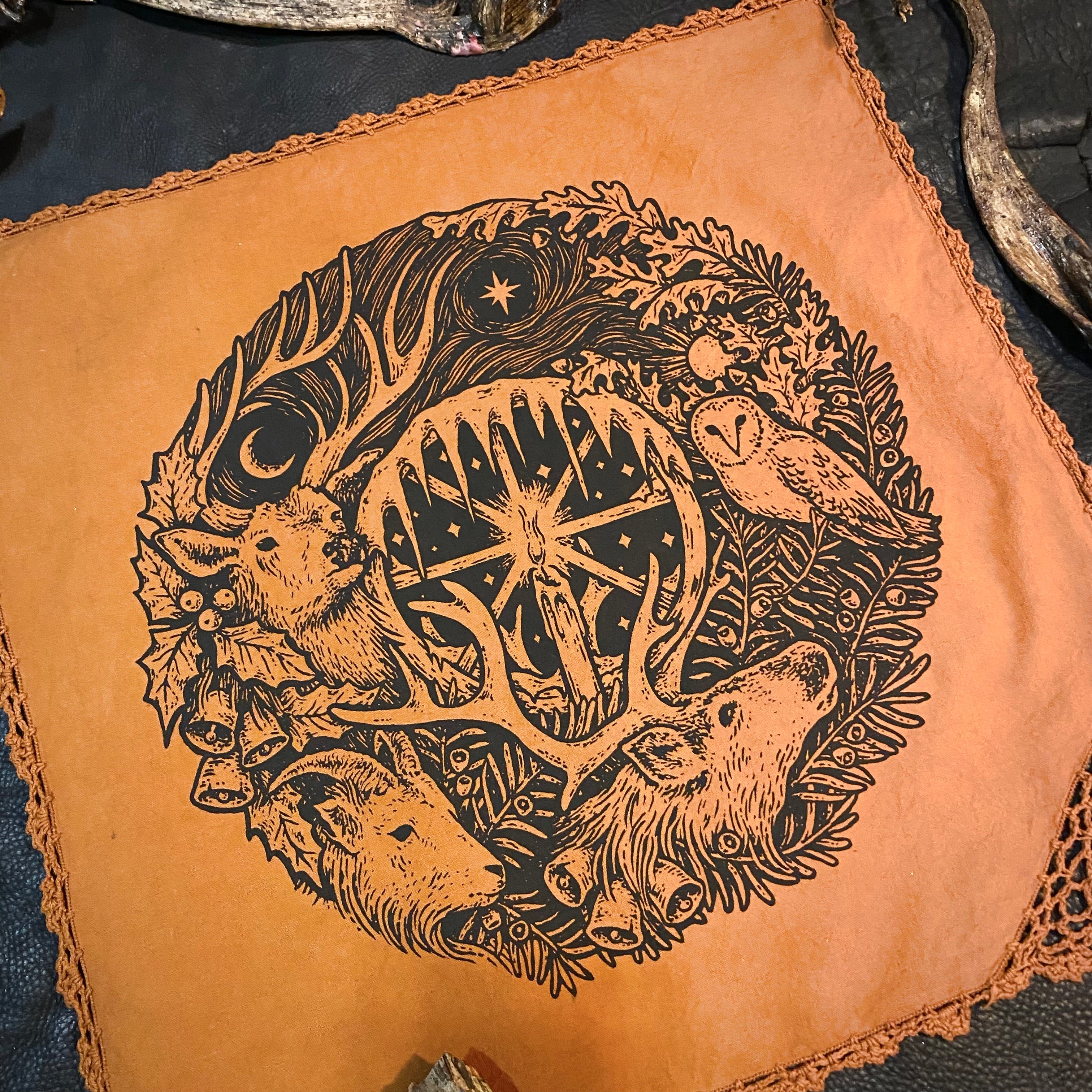Winter's Wheel altar cloth in Pumpkin, limited edition