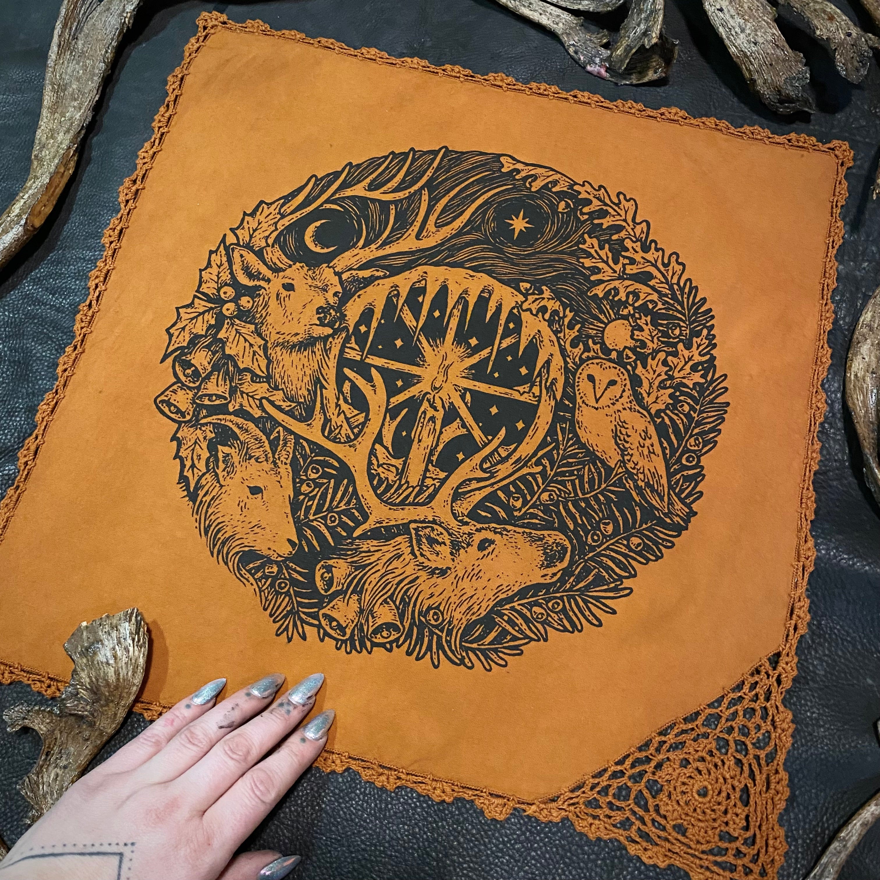 Winter's Wheel altar cloth in Pumpkin, limited edition