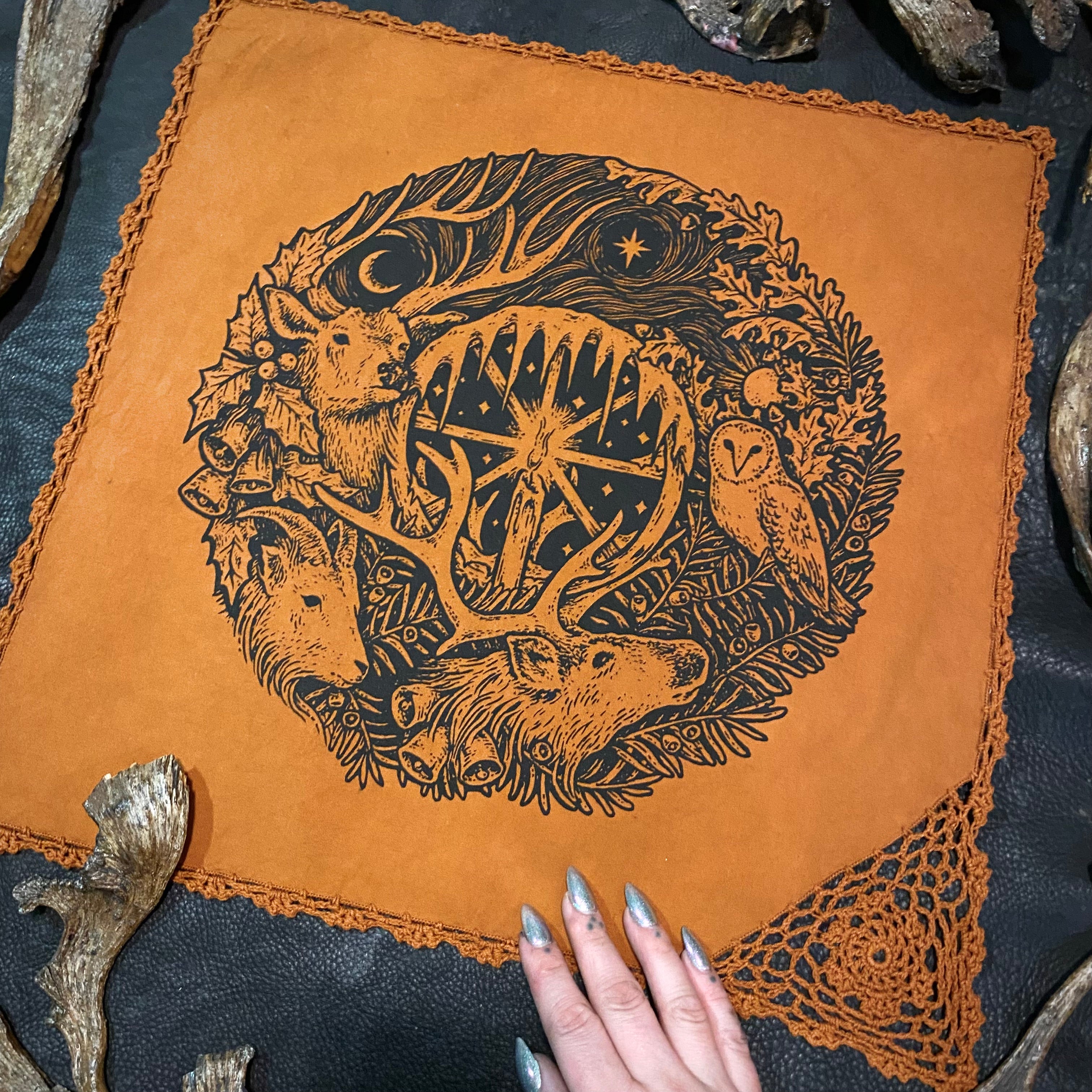 Winter's Wheel altar cloth in Pumpkin, limited edition
