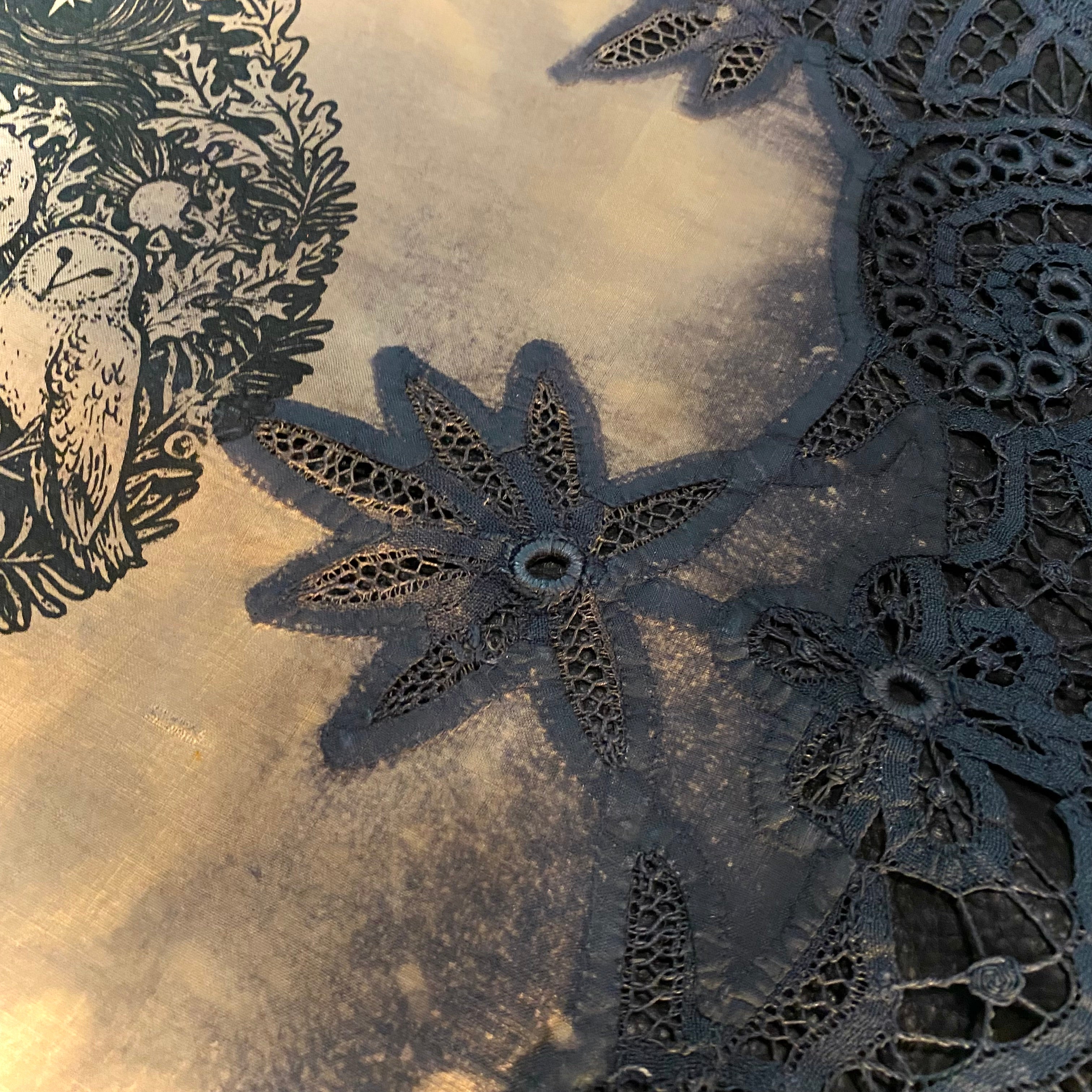 Winter's Wheel round altar cloth in Twilight, one-of-a-kind