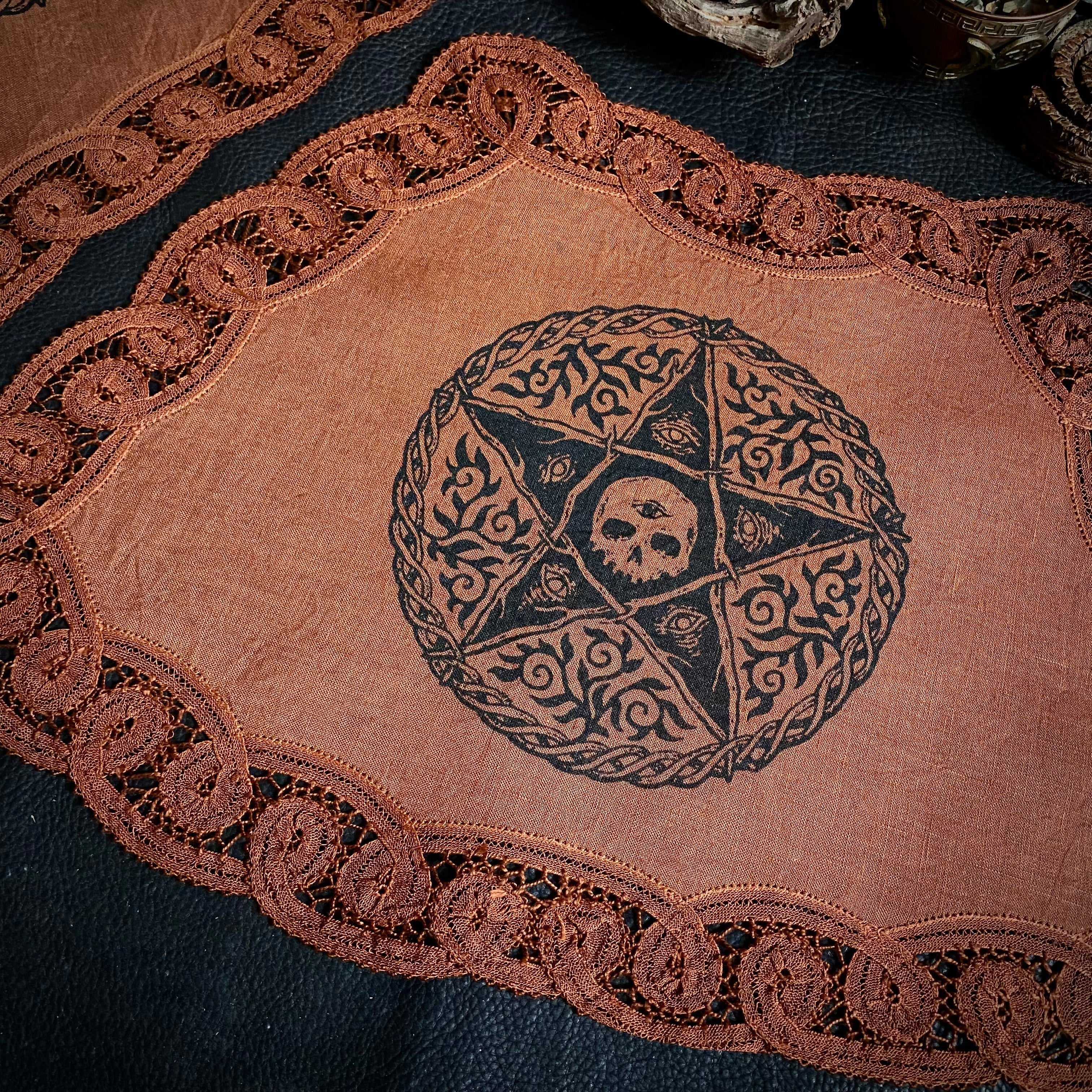 The Woven Pentagram altar cloth in Autumn Fire, limited edition