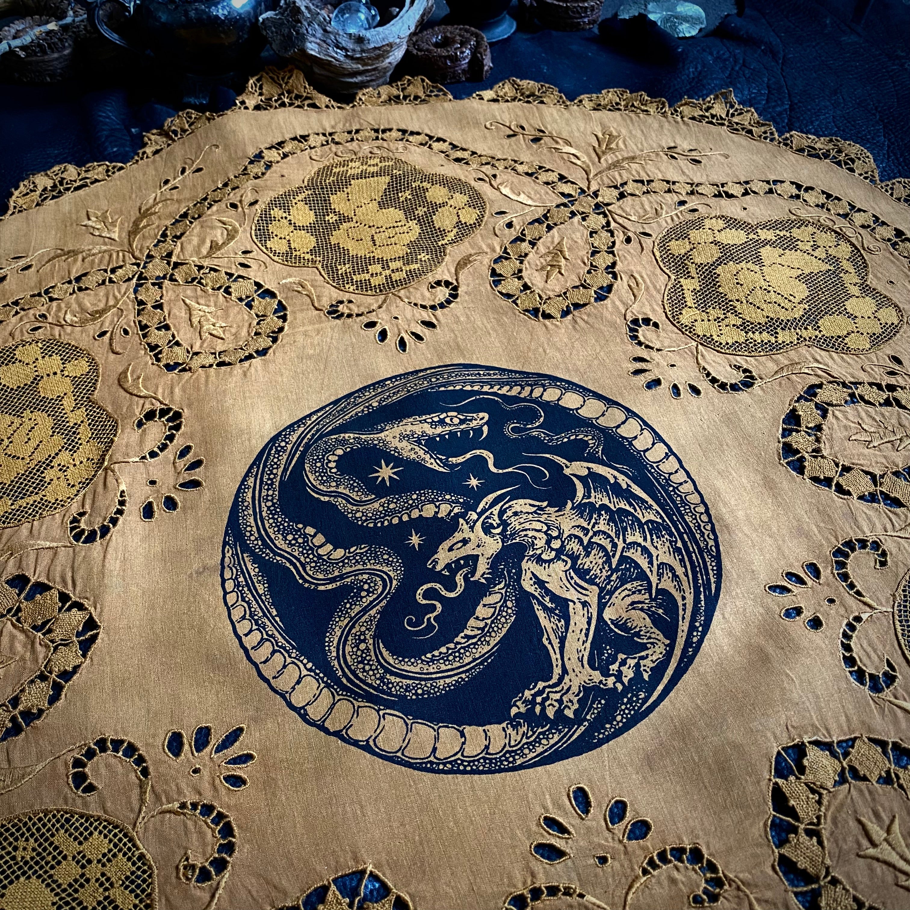 Serpent Hour altar cloth in Pumpkin, one-of-a-kind