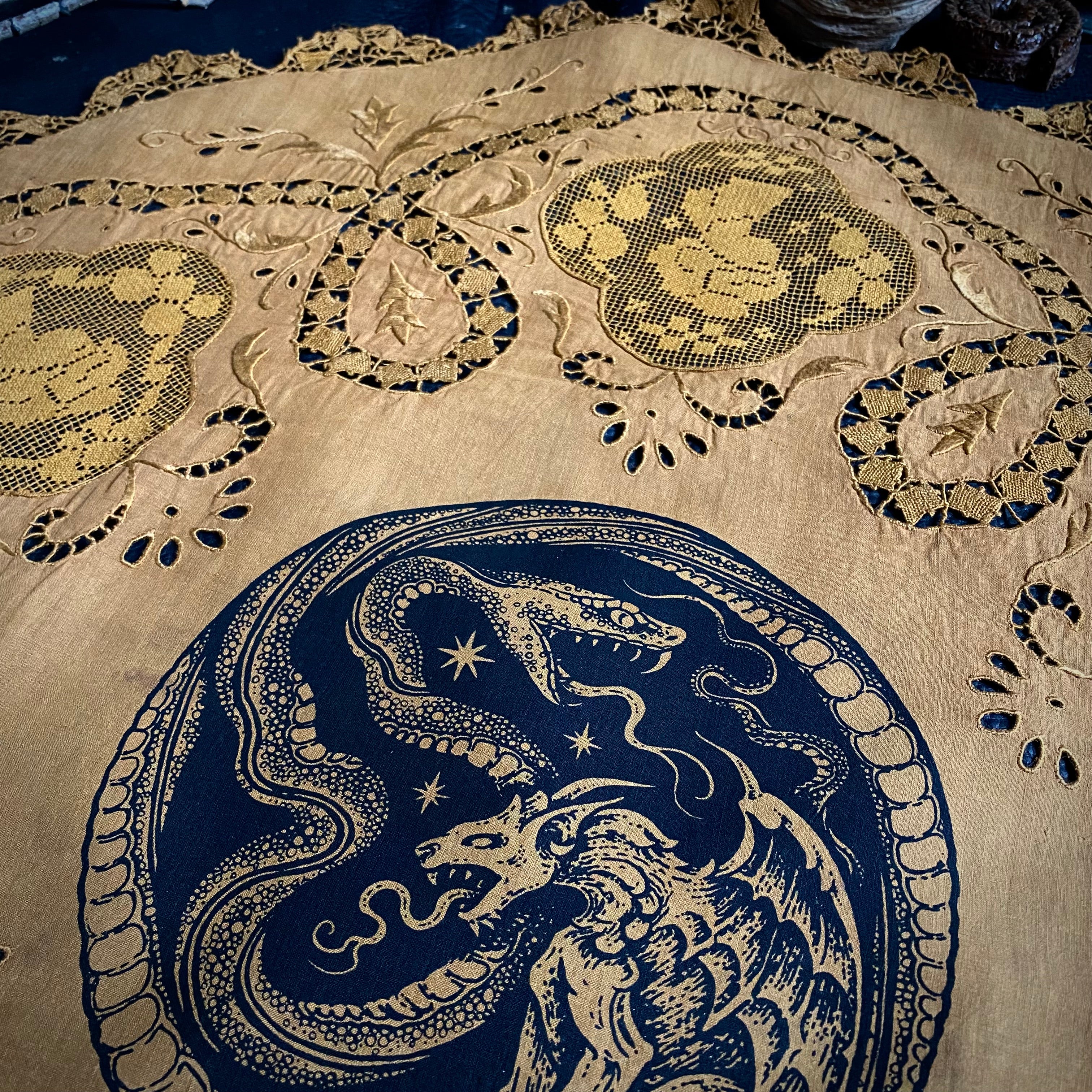 Serpent Hour altar cloth in Pumpkin, one-of-a-kind