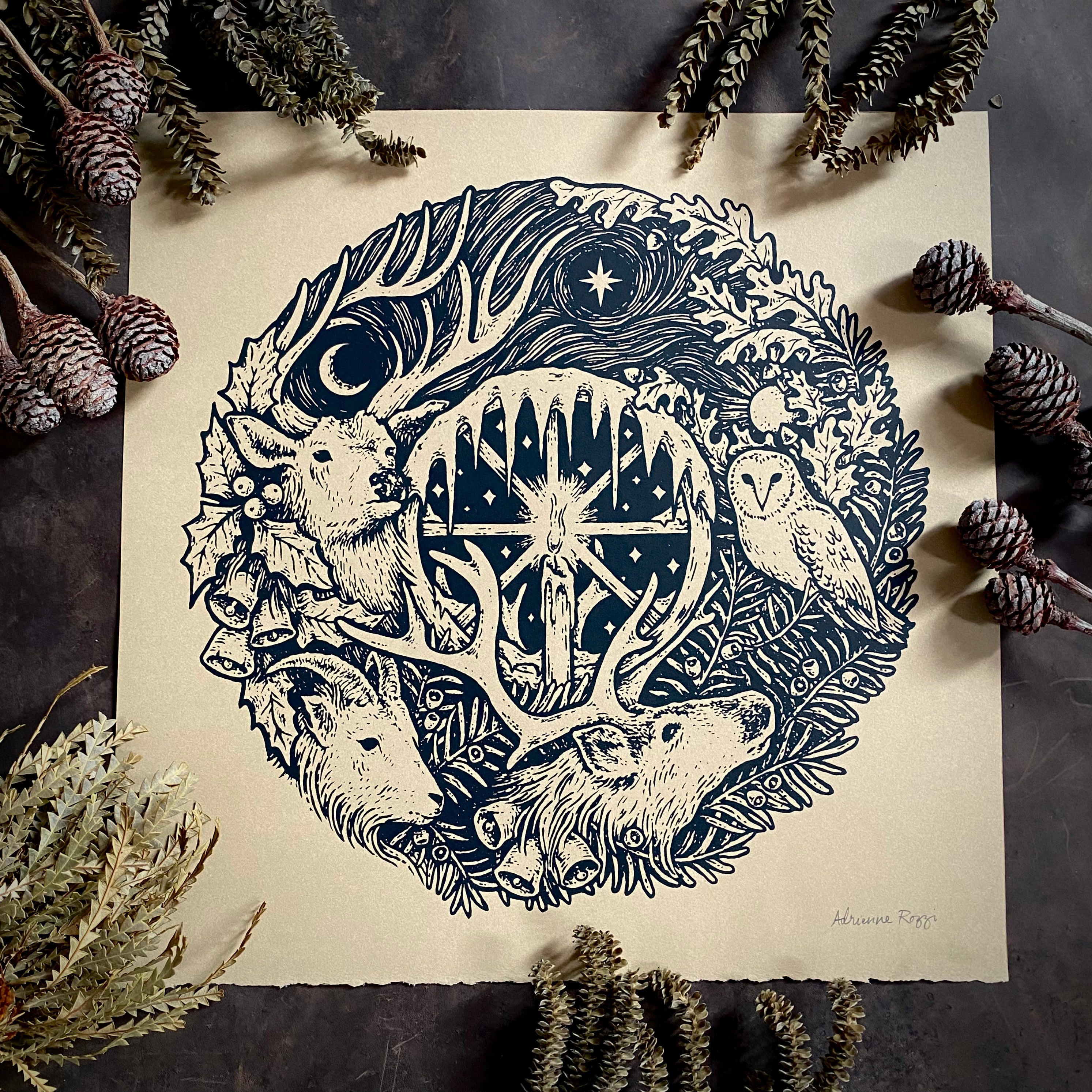 Winter's Wheel screen print