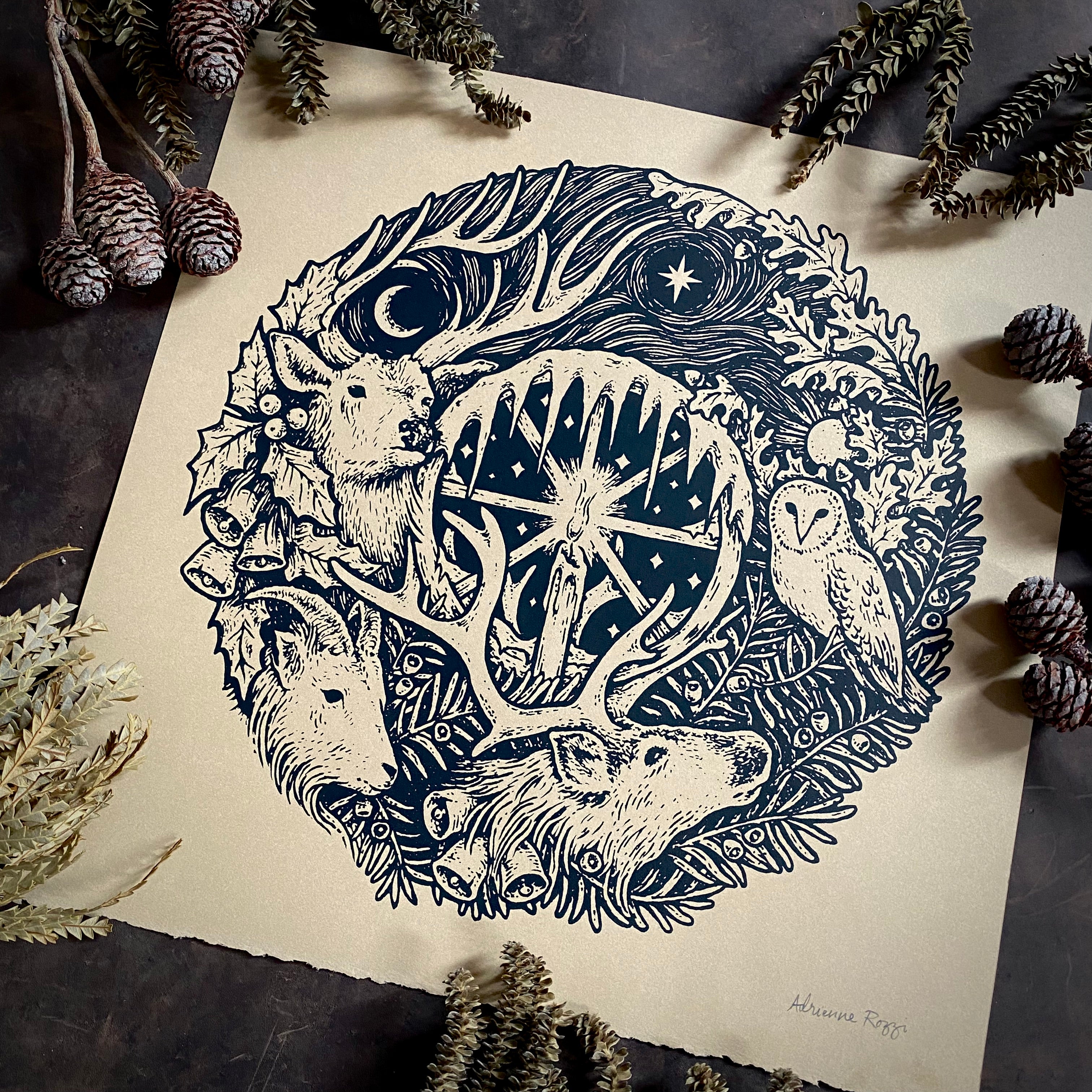 Winter's Wheel screen print