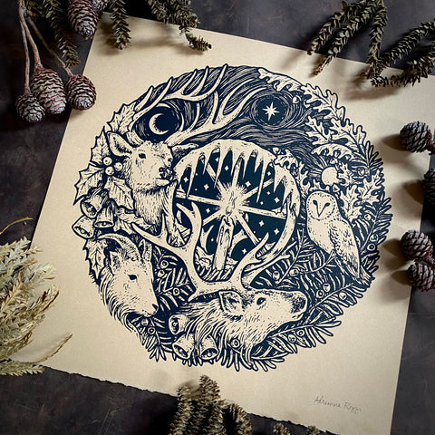 Winter's Wheel screen print