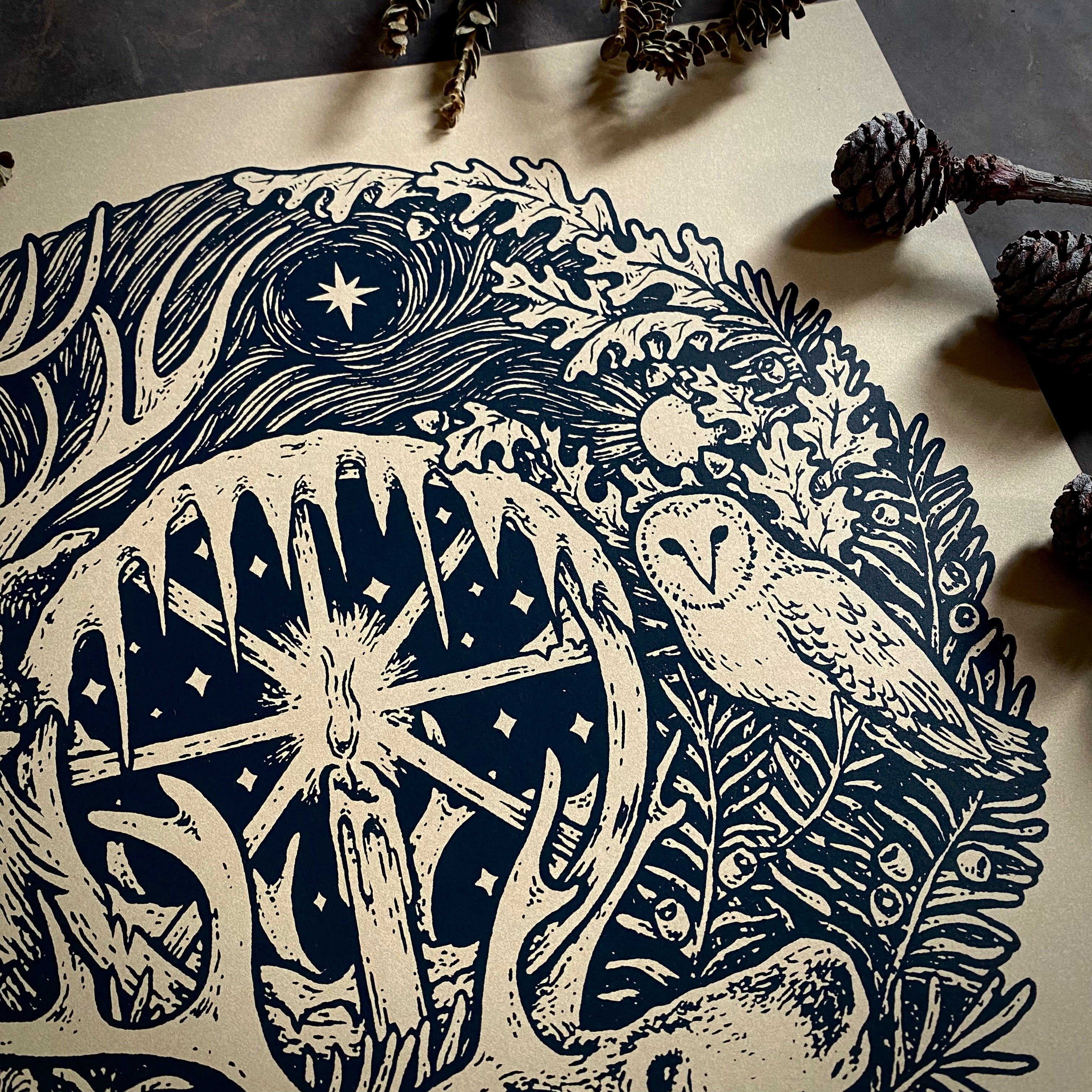 Winter's Wheel screen print