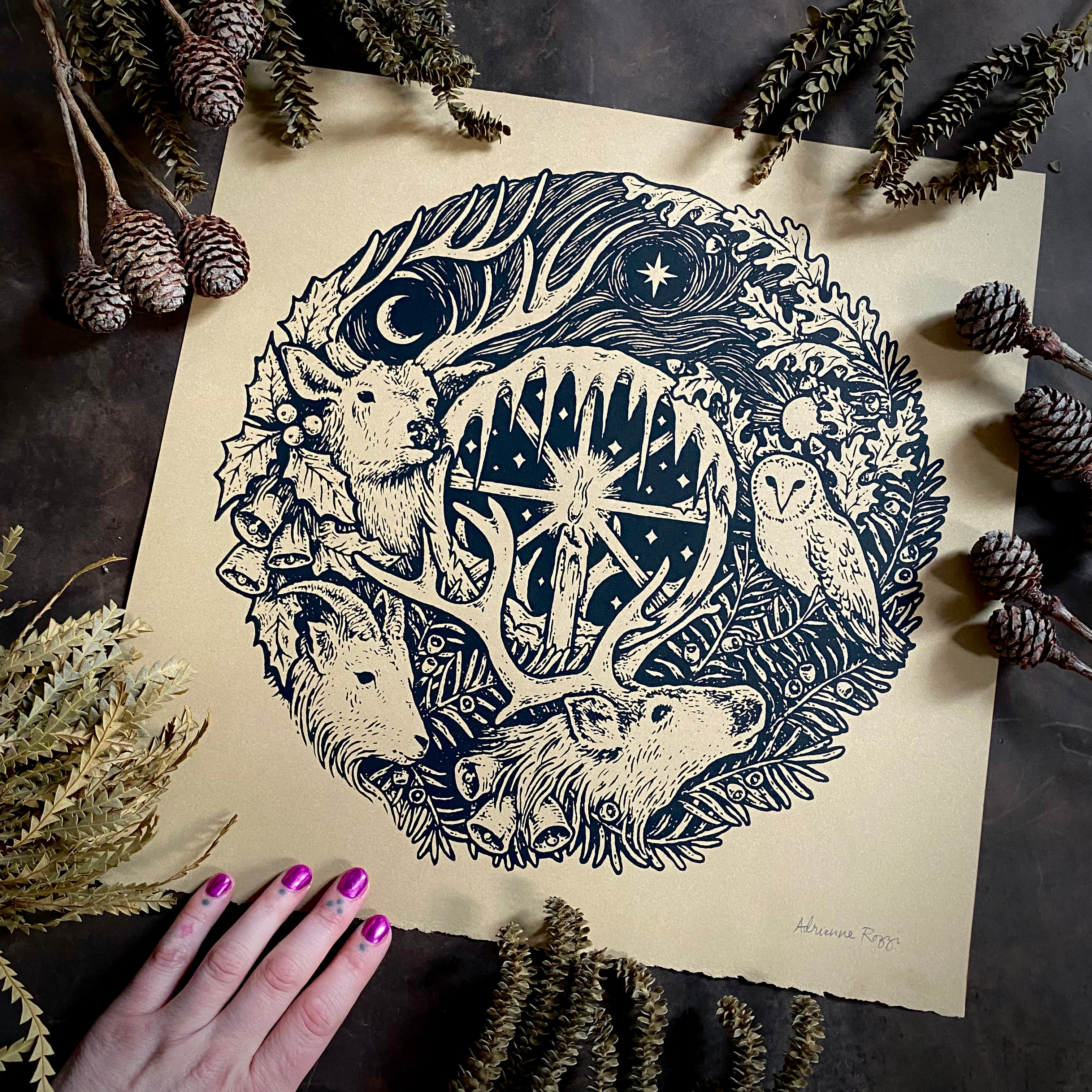 Winter's Wheel screen print