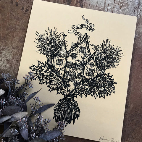 The Wise Woman's Cottage screen print